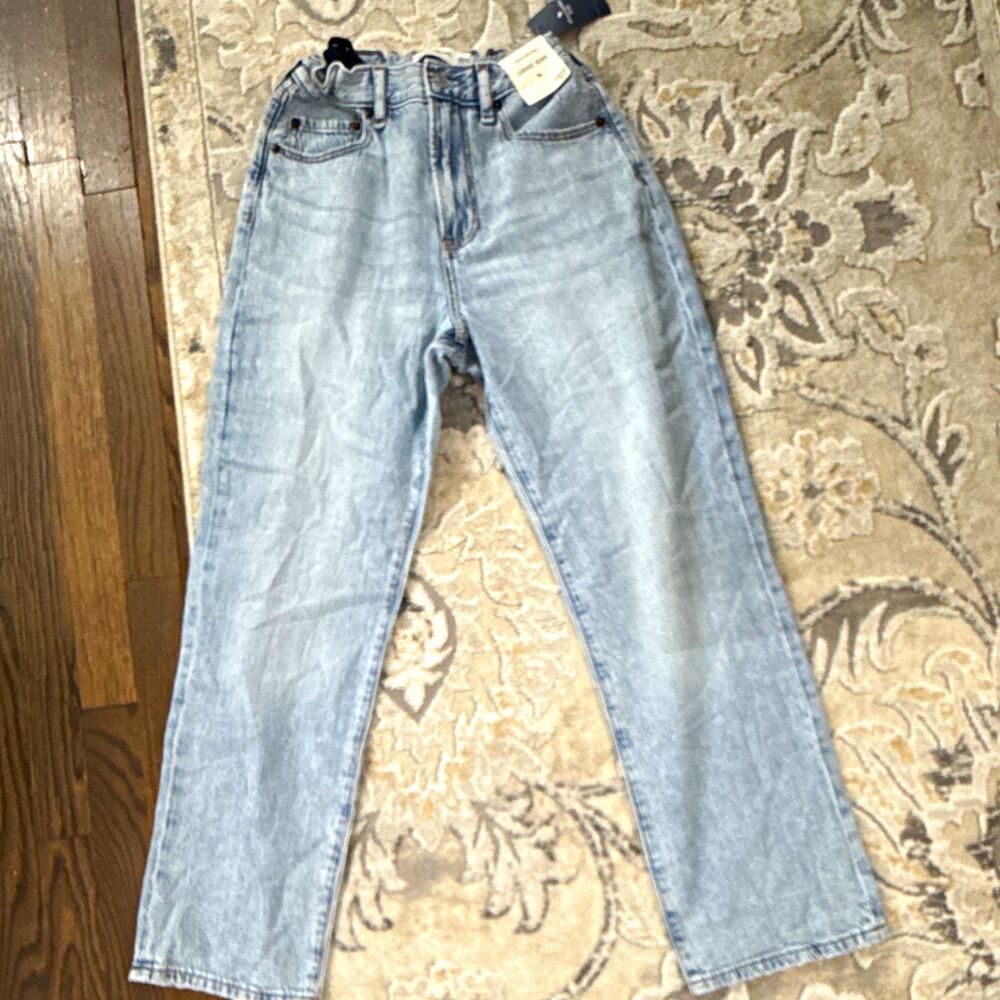 Abercrombie Kids New Girls Loose Jeans 13-14 Regular Light Wash Blue Denim
